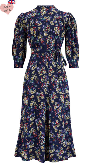 Vintage Inspired Navy Floral Midi Dress | 1930s & 1940s Style | Weekend Doll 