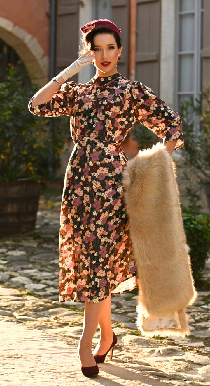 1940s midi dress Clover 1940s Dress SoftOrange | Size M