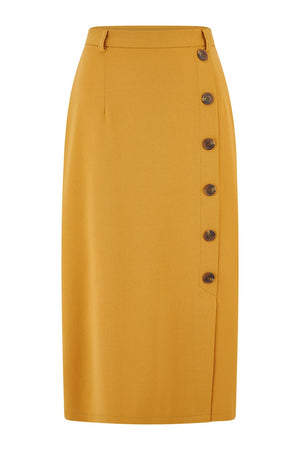 Mustard Vintage Inspired Below Knee Length Crepe Skirt  | 1930s and 40s Style | Weekend Doll  
