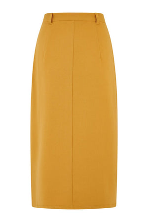 Mustard Vintage Inspired Below Knee Length Crepe Skirt  | 1930s and 40s Style | Weekend Doll  