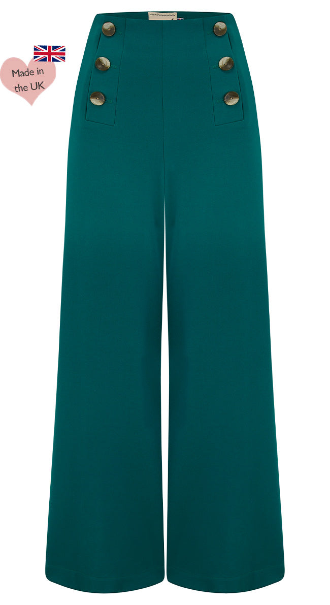 Classic Vintage 1930s Teal Sailor Wide Leg Pants - 1930s & 40s style | Weekend Doll
