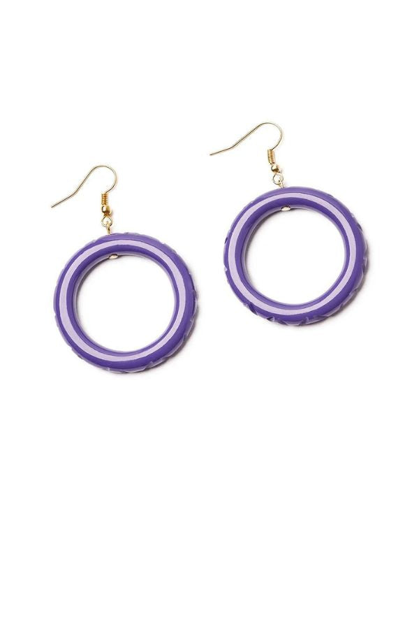 Splendette Paradise Heavy Carve Drop Hoop Earrings  | 1940s & 1950s Style | Weekend Doll