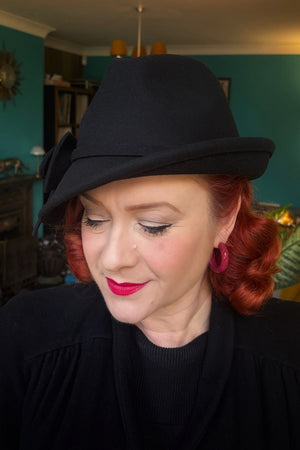 Black Tailor Wool Cloche Trilby Hat | Vintage 1930s & 40s style | Weekend Doll 