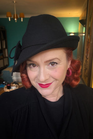 Black Tailor Wool Cloche Trilby Hat | Vintage 1930s & 40s style | Weekend Doll 