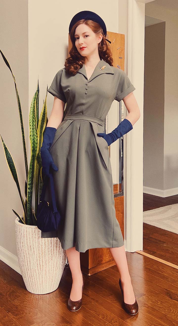 Vintage Inspired Khaki Knee Length Shirt Dress | 1940s & 1950s Style | Weekend Doll 