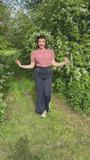 Half Sleeve Classic Blouse in Rose, Made in Sustainable Viscose Crepe | 1940s Style | Weekend Doll