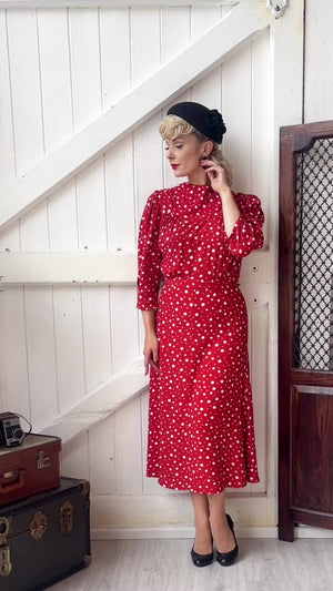 Rita Midi Dress in Red Polka Dot