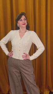 Vintage Inspired Merino Wool and Cotton Mix Cream Cardigan | 1940s Style | Weekend Doll
