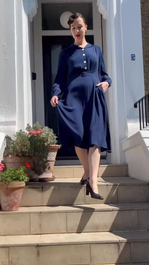 Claire Shirt Dress in Navy