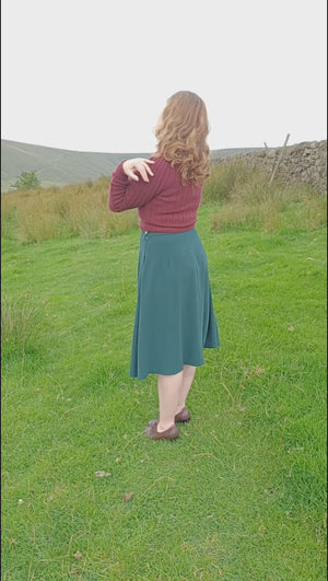 Classic 1940s Style A-Line Skirt in Forest Green