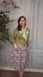 Sage Green 1940s Cardigan with Lace Details – Carla Knit | Weekend Doll