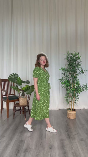 Katherine Shirt Dress in Green Polka Dot