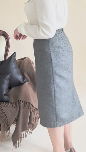 Ingrid Herringbone Skirt in Grey