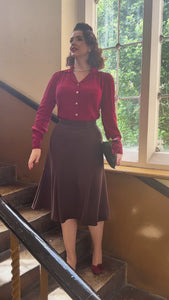 Long Sleeve Classic Blouse in Mulberry, Made in Sustainable Viscose Crepe | 1940s Style | Weekend Doll  