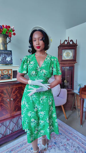 Betty Tea Dress in Green Floral