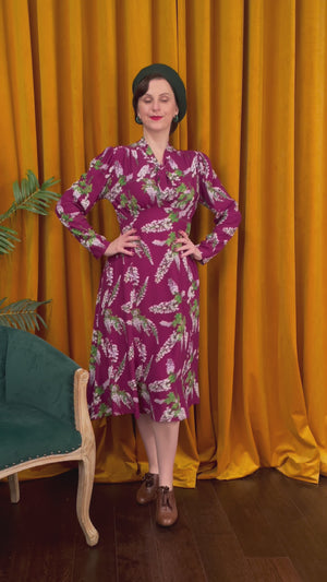 Grace Bow Tie Dress in Burgundy Wisteria