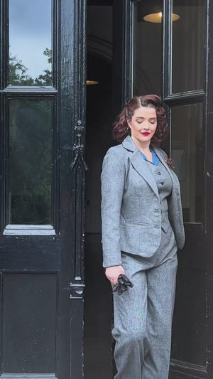 Ingrid Herringbone Jacket in Grey