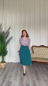 Half Sleeve Classic Blouse in Purple Hydrangea, Made in Sustainable Viscose Crepe | 1940s Style | Weekend Doll  