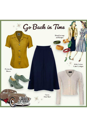 Classic 40s style Mustard Short Sleeve Blouse | Vintage Inspired | Weekend Doll 
