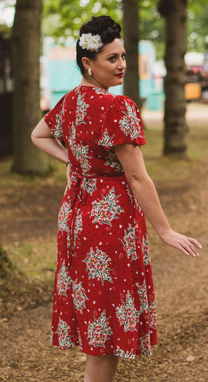 Betty Tea Dress in Red Floral
