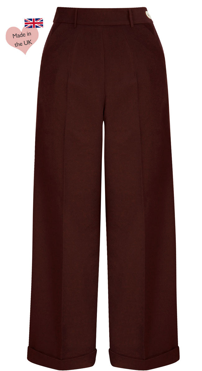 Vintage Inspired High Waisted Wide Leg Trousers in Teal - 1930s & 40s style | Weekend Doll