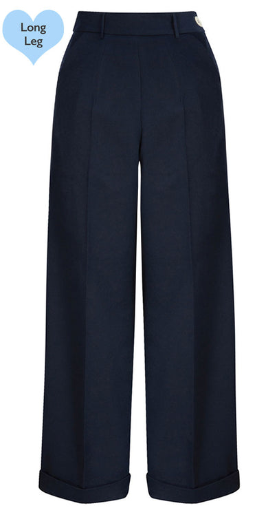 1930s and 40S Classic High Waist Wide Leg Trousers Long Leg