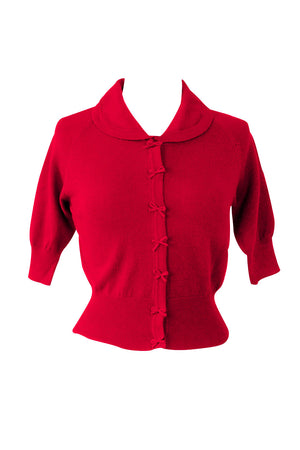 Suzy Cropped Red Cardigan