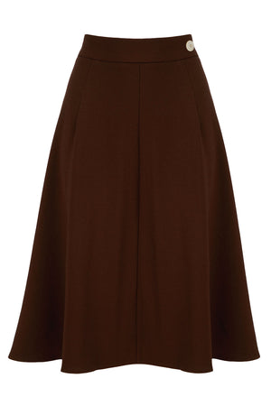 1940s style Knee-length A-line Skirt in Brown | Weekend Doll  