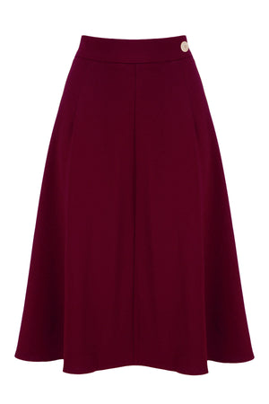 1940s style Knee-length A-line Skirt in Burgundy | Weekend Doll  