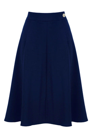 1940s style Knee-length A-line Skirt in Navy | Weekend Doll