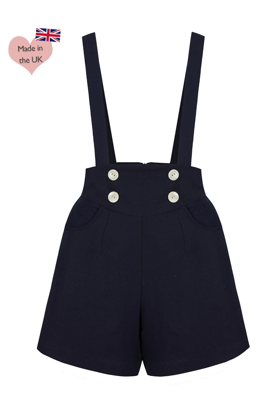 1940s Style Sailor High Waisted Shorts In Navy Weekend Doll