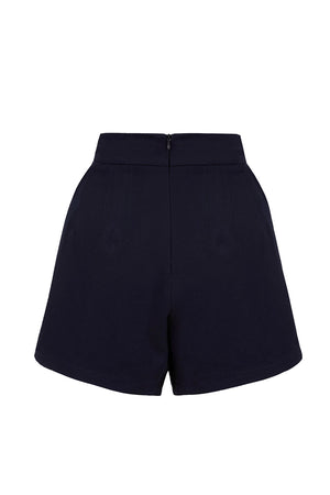 1940s Style Sailor High Waisted Shorts In Navy