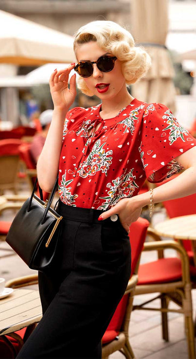 Black High Waisted Wide Leg Trousers - 1930s & 40s style | Weekend Doll