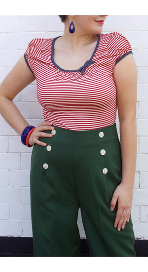 Striped Short Sleeve Sailor Top