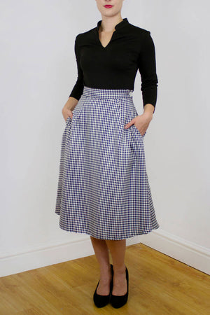Retro Black and White Dogtooth  Knee-length Swing Skirt | 1940s and 1950s Style  | Weekend Doll  