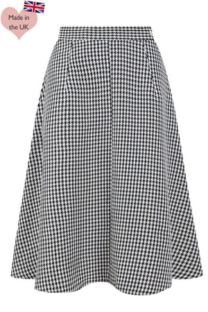 Retro Black and White Dogtooth  Knee-length Swing Skirt | 1940s and 1950s Style  | Weekend Doll  