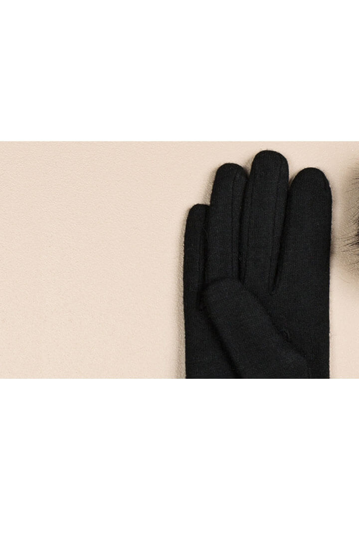 Vintage style black wool gloves with fur trim | Weekend Doll