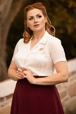 Classic 40s style Rose Short Sleeve Blouse | Vintage Inspired | Weekend Doll 
