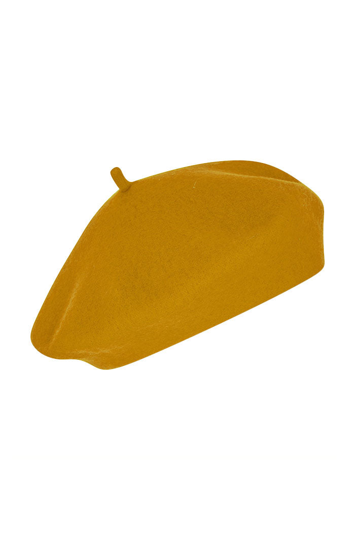 Pure Wool Beret Hat in Mustard