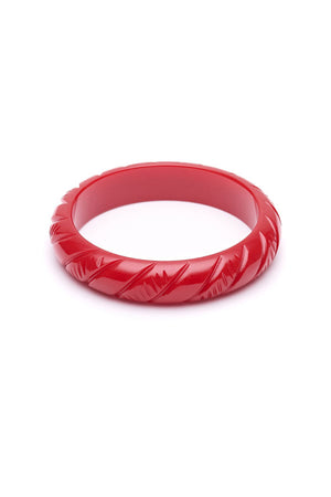 Splendette Midi Red Heavy Carve Fakelite Bangle| 1940s & 50s Style | Weekend Doll 