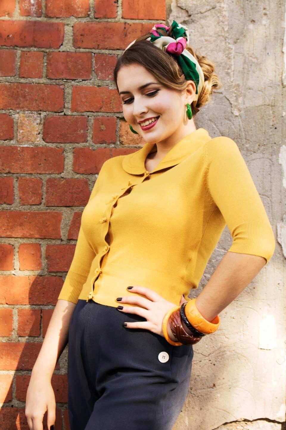 Mustard deals green cardigan