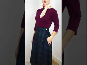 Joan A Line Skirt In Green Tartan